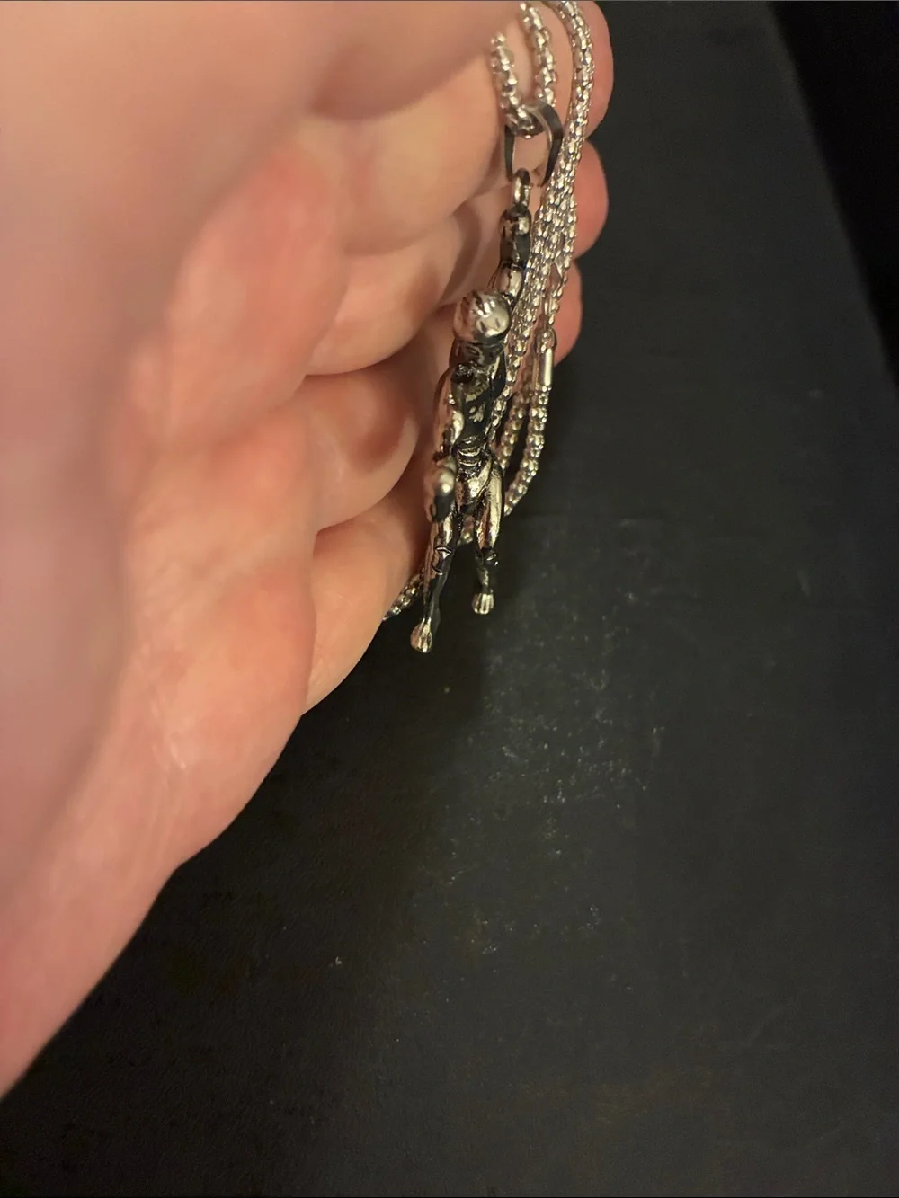 Men's Muscle Figure Pendant Necklace - Silver